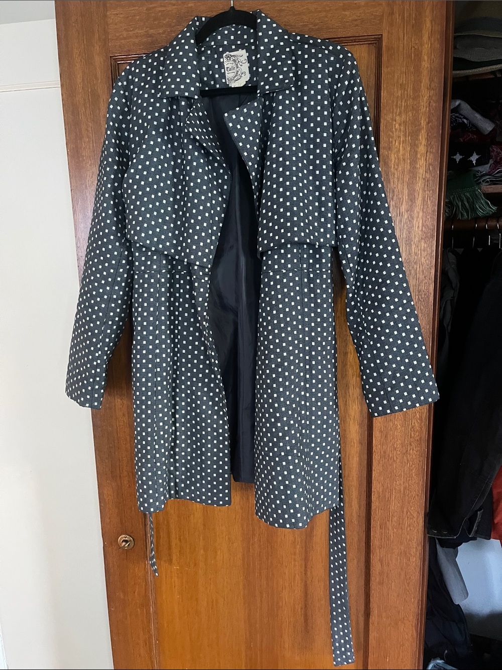 Tulle Black Trench Coat with White Polka Dots